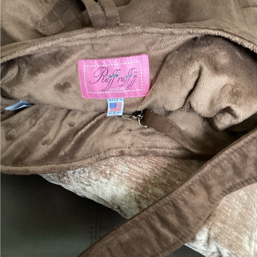 Brown Quilted Dog Snuggle Sack Ruff Ruff Couture - Picture 4 of 7